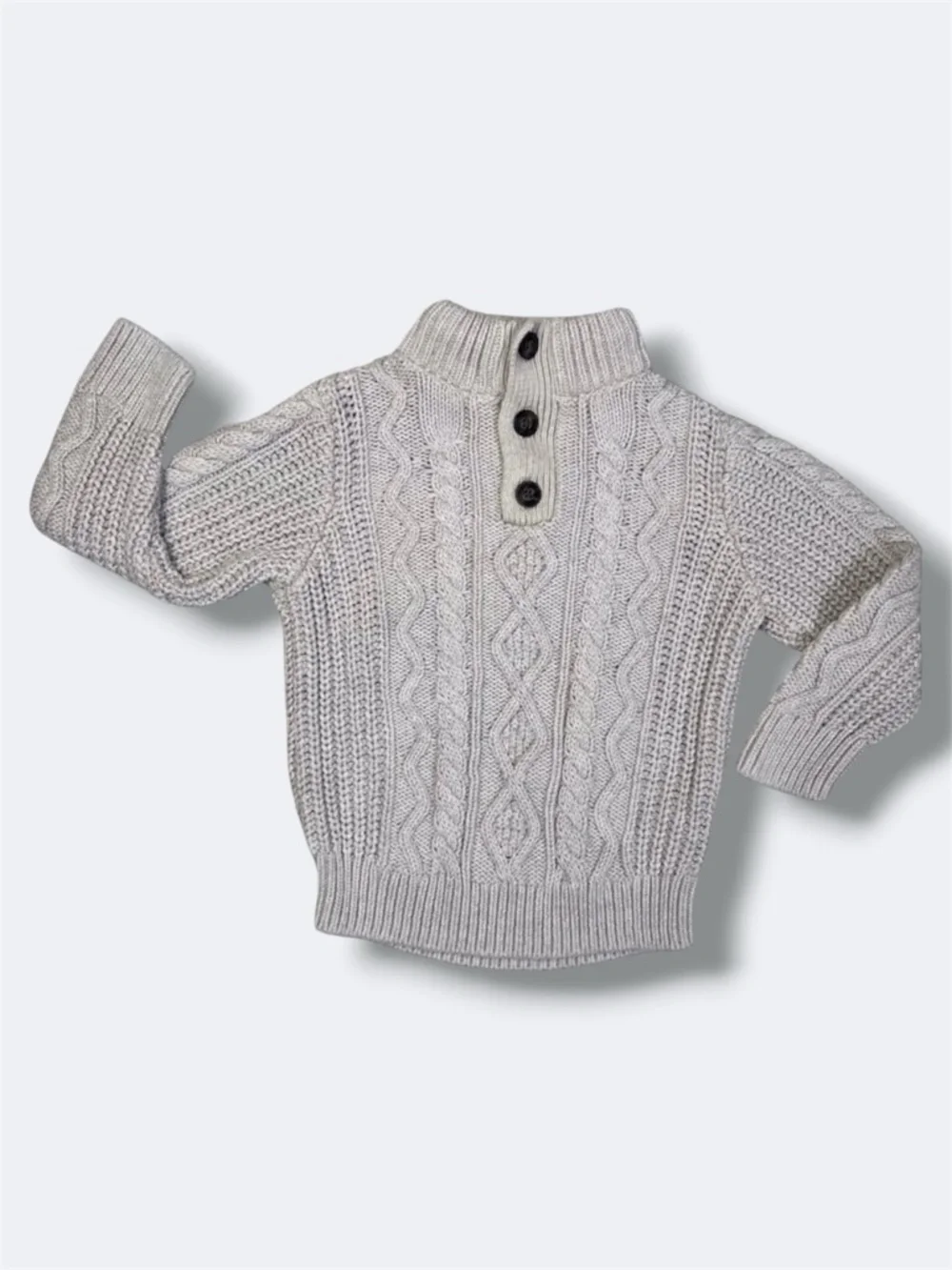 🌵3/$20 Gap Chunky Cable Knit Mock Neck Boys Cotton Sweater Beige Size 3